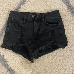 black jean shorts